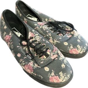 Vans black floral shoes